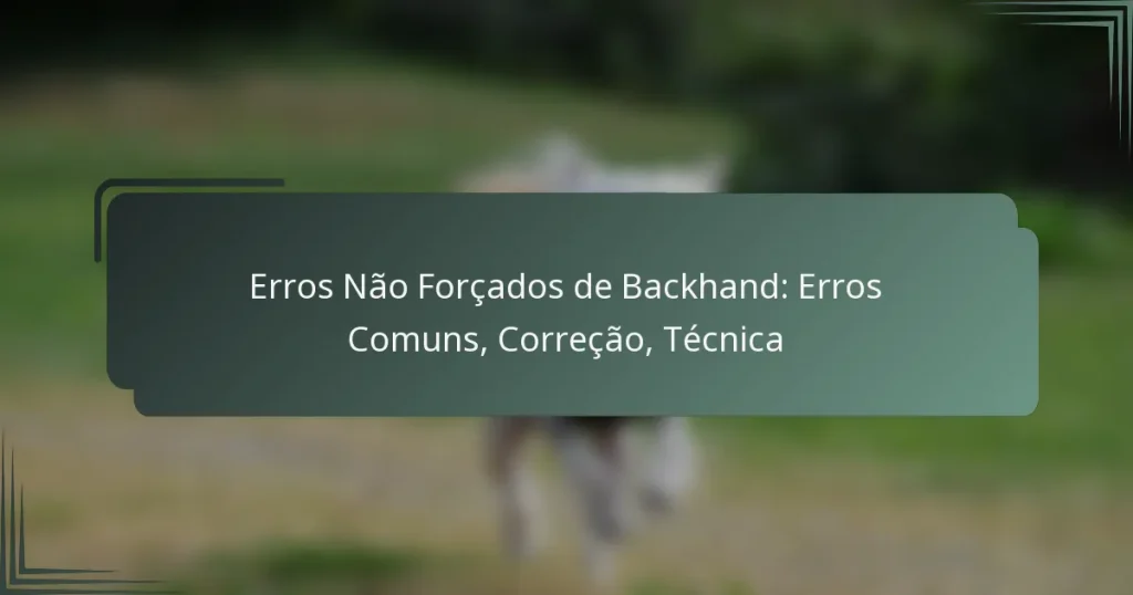 Erros Não Forçados de Backhand: Erros Comuns, Correção, Técnica